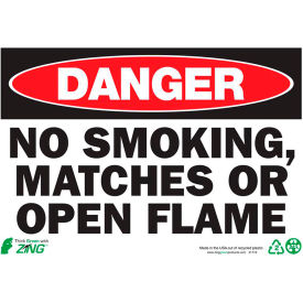 Zing Eco Safety Sign Danger No Smoking/Matches/Open Flame 10