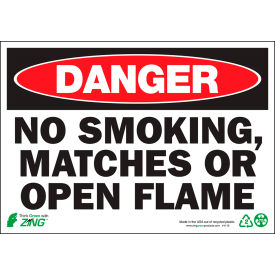 Zing Eco Safety Sign Danger No Smoking/Matches/Open Flame 10