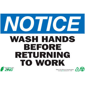 Zing Eco Safety Sign Notice Wash Hands Before Returning to Work 10