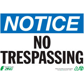 Zing Eco Safety Sign Notice No Trespassing 10