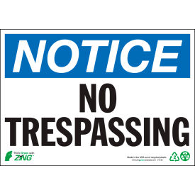 Zing Eco Safety Sign Notice No Trespassing 10