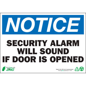 Zing Eco Safety Sign Notice Security Alarm Will Sound If Door Is... 10