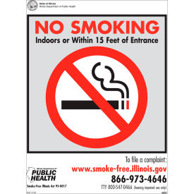 Zing No Smoking Sign Window Decal Illinois Regulations 5