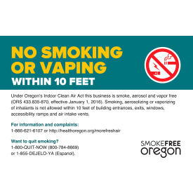 Zing No Smoking Sign Oregon Regulations 10