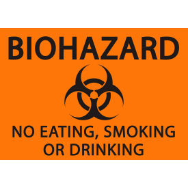Zing Eco Safety Sign BioHazard No Eating Smoking or Drinking 10