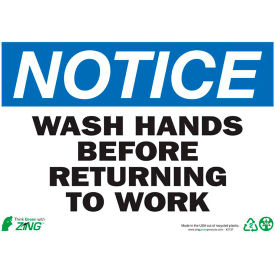 Zing Eco Safety Sign Notice Wash Hands Before Returning to Work 14