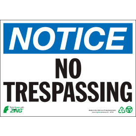 Zing Eco Safety Sign Notice No Trespassing 14
