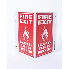 Zing Eco Safety V Sign Fire Exit Bilingual 10-5/8