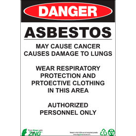 Zing Eco GHS Sign Danger Asbestos 10