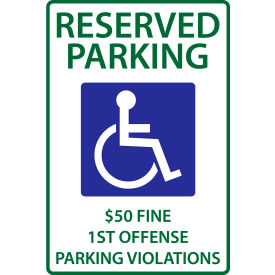 Zing Eco Parking Sign Handicapped Reserved Parking Fine Alabama 12