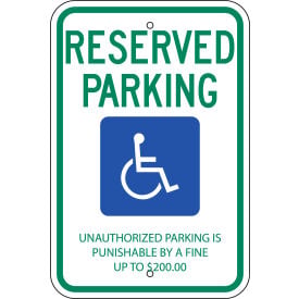 Zing Eco Parking Sign Handicapped Reserved Parking Tennessee 12