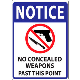 Zing Concealed Carry Sign Notice No Concealed Weapons Past... 10