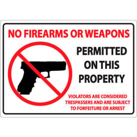 Zing Concealed Carry Sign No Firearms or Weapons 14