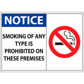 Zing No Smoking Sign Notice Smoking of Any Type Prohibited 14