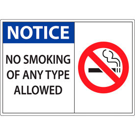 Zing No Smoking Sign Notice No Smoking Of Any Type Allowed 14