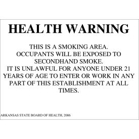 Zing Smoking Permitted Sign Arkansas Regulations 14