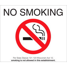 Zing No Smoking Sign Wisconsin 14