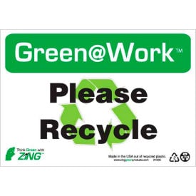 Zing Green at Work Sign Please Recycle with Recycle Symbol 10