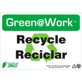 Zing Green at Work Sign Recycle/Reciclar 10
