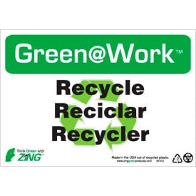 Zing Green at Work Sign Recycle/Reciclar/Recycler 10