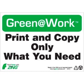 Zing Green at Work Sign Print and Copy Only What You Need 10