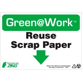 Zing Green at Work Sign Reuse Scrap Paper with Down Arrow 10