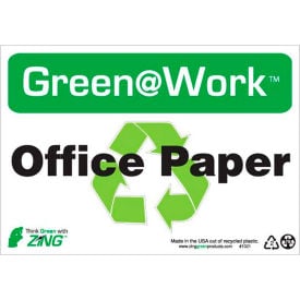Zing Green at Work Sign Office Paper with Recycle Symbol 10