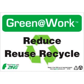 Zing Green at Work Sign Reduce Reuse Recycle with Recycle Symbol 10