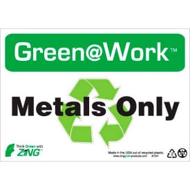 Zing Green at Work Sign Metals Only with Recycle Symbol 10
