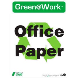 Zing Green at Work Sign Office Paper with Recycle Symbol 10