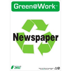 Zing Green at Work Sign Newspaper with Recycle Symbol 10