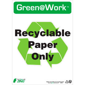 Zing Green at Work Sign Recyclable Paper Only with Recycle Symbol 10