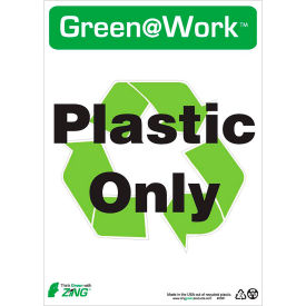 Zing Green at Work Sign Plastic Only with Recycle Symbol 10