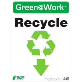 Zing Green at Work Sign Recycle with Recycle Symbol & Down Arrow 10