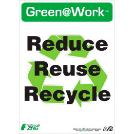 Zing Green at Work Sign Reduce Reuse Recycle with Recycle Symbol 10