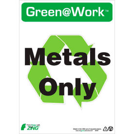 Zing Green at Work Sign Metals Only with Recycle Symbol 10