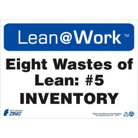Zing Lean at Work Sign Eight Wastes Inventory 14