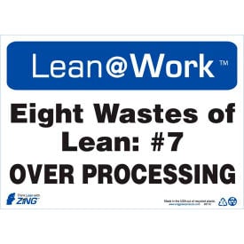 Zing Lean at Work Sign Eight Wastes Over Processing 14