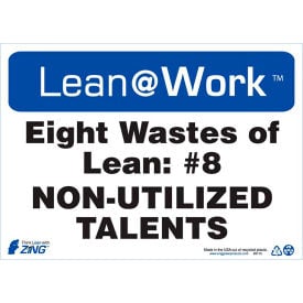 Zing Lean at Work Sign Eight Wastes Non-Utilized Talents 14