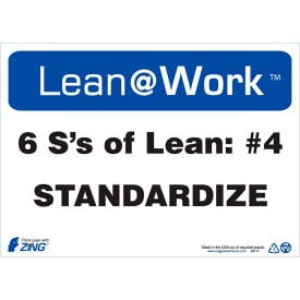 Zing Lean at Work Sign Six Ss Lean Standardize 14