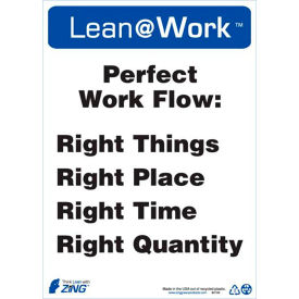 Zing Lean at Work Sign Perfect Work Flow 10