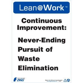 Zing Lean at Work Sign Continuous Improvement 10
