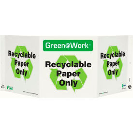 Zing Green at Work Tri-View Sign Paper Only with Recycle Symbol 20