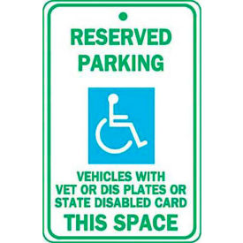 Zing® Eco Parking Sign Reserved Parking Vet or Disabled 18