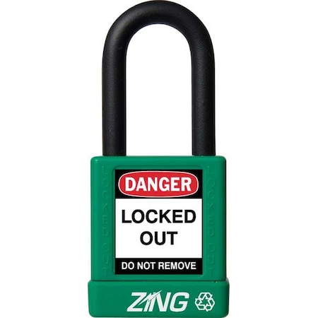 Lockout Padlock, Keyed Alike, Aluminum, Green, 1 1/2 in Shackle Height, 1 1/2 in Body Width MPN:7035
