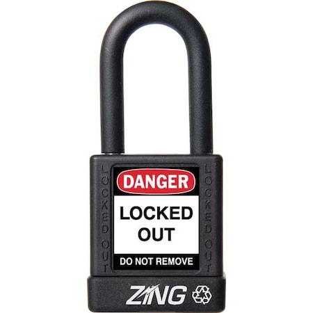 Lockout Padlock, Keyed Different, Aluminum, Black, 1 1/2 in Shackle Height, 1 1/2 in Body Width MPN:7036