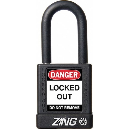 Lockout Padlock, Keyed Alike, Aluminum, Black, 1 1/2 in Shackle Height, 1 1/2 in Body Width MPN:7037
