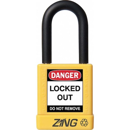 Lockout Padlock, Keyed Alike, Aluminum, Yellow, 1 1/2 in Shackle Height, 1 1/2 in Body Width MPN:7039