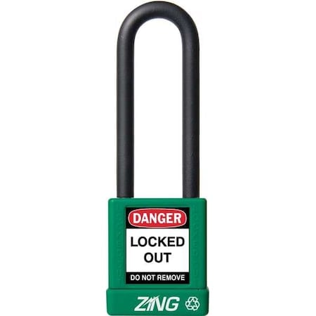 Lockout Padlock, Keyed Different, Aluminum, Green, 3 in Shackle Height, 1 1/2 in Body Width MPN:7050