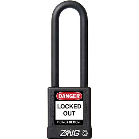 Lockout Padlock, Keyed Alike, Aluminum, Black, 3 in Shackle Height, 1 1/2 in Body Width MPN:7053